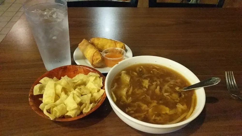 Hot and Sour Soup with Egg Roll